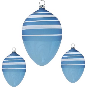 Thüringer Glasdesign Steinheid Ostereier Ringel 3er-Set himmelblau 8cm