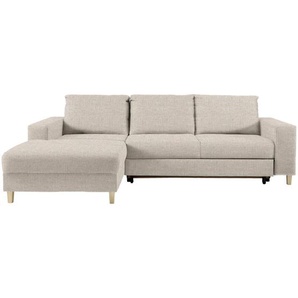 Time Ecksofa , Beige , Textil , Buche , massiv , Uni , 4-Sitzer , Ottomane links, L-Form , 260x160 cm , Stoffauswahl, seitenverkehrt erhältlich, Schlafen auf Sitzhöhe , Wohnzimmer, Sofas & Couches, Wohnlandschaften, Ecksofas