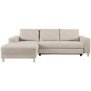 Time Ecksofa, Beige, Textil, Buche, massiv, Uni, 4-Sitzer, Ottomane links, L-Form, 260x160 cm, Stoffauswahl, seitenverkehrt erhältlich, Schlafen auf Sitzhöhe, Wohnzimmer, Sofas & Couches, Wohnlandschaften, Ecksofas