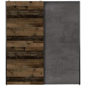 Time Schwebetürenschrank , Braun, Grau , Metall , 2 Fächer , 170x195.5x59.5 cm , Made in EU , Beimöbel erhältlich , Kinder & Jugendmöbel, Jugendmöbel, Jugendkleiderschränke