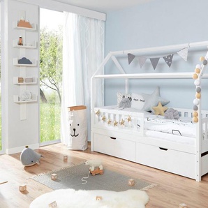 Ticaa Hausbett Traumhaus, Hausbett, inkl. Schubkasten, Rollrost und Matratze