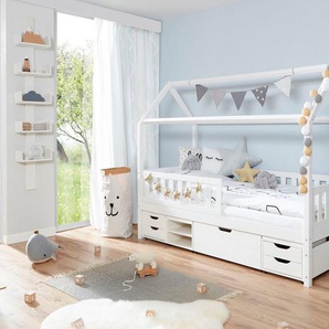 Ticaa Hausbett Traumhaus, Hausbett, inkl. Schubkasten, Rollrost und Matratze