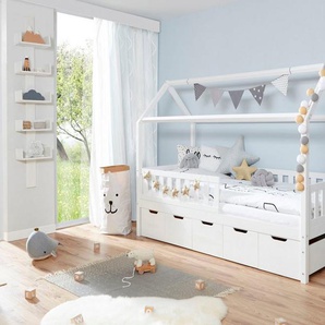 Ticaa Hausbett Traumhaus, Hausbett, inkl. Schubkasten und Rollrost