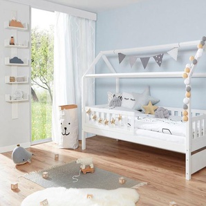 Ticaa Hausbett Traumhaus, Hausbett, aus Kiefer Massivholz, inkl. Rollrost