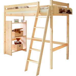 Ticaa Hochbett mit Rollrost in 2 Breiten, Kiefer