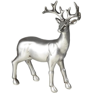 Tierfigur AMBIENTE HAUS Hirsch Figur - stehend kl. Dekofiguren Gr. B/H/T: 21 cm x 23 cm x 8 cm, silberfarben (antik, silberfarben) Tierfiguren Dekofiguren