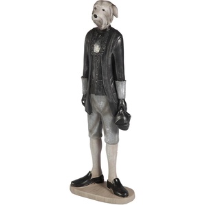 Tierfigur AMBIENTE HAUS Hunde Gentleman mit Hut 40cm Dekofiguren Gr. B/H/T: 14 cm x 40 cm x 7 cm, grau Tierfiguren Dekofiguren