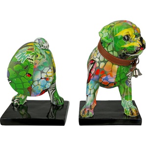 Tierfigur CASABLANCA BY GILDE Buchstützen Mops Sreet Art Dekofiguren Gr. B/H/T: 23 cm x 20 cm x 12 cm, bunt Tierfiguren