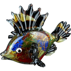 Tierfigur CASABLANCA BY GILDE Glas Fisch Dekofiguren Gr. B/H/T: 24 cm x 17 cm x 18 cm, Tier, bunt Tierfiguren farblich durchgefärbt