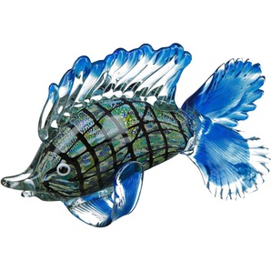 Tierfigur CASABLANCA BY GILDE Glasfisch Rainbow Dekofiguren Gr. B/H/T: 28 cm x 20 cm x 10 cm, Tier, blau Tierfiguren farblich durchgefärbt