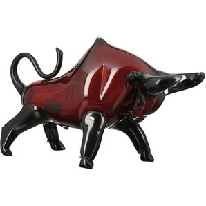 Tierfigur CASABLANCA BY GILDE Glasskulptur Stier Dekofiguren Gr. B/H/T: 48 cm x 28 cm x 18 cm, rot (rot, schwarz) Tierfiguren