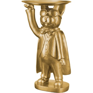 Tierfigur CASABLANCA BY GILDE Hund Hero Dog mit Tablett stehend Dekofiguren Gr. B/H/T: 13 cm x 31 cm x 10 cm, goldfarben Tierfiguren