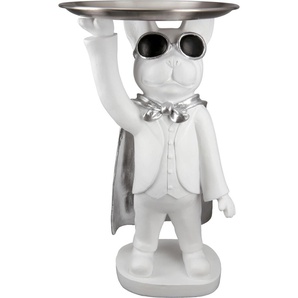 Tierfigur CASABLANCA BY GILDE Hund Hero Dog mit Tablett stehend Dekofiguren Gr. B/H/T: 13 cm x 31 cm x 10 cm, weiß Tierfiguren