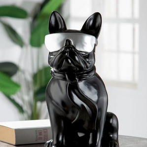 Tierfigur CASABLANCA BY GILDE Mops Cool Dog sitzend Dekofiguren Gr. B/H/T: 18 cm x 35 cm x 24,5 cm, schwarz Tierfiguren