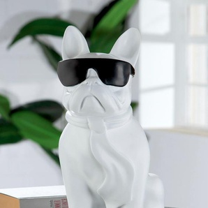 Tierfigur CASABLANCA BY GILDE Mops Cool Dog sitzend Dekofiguren Gr. B/H/T: 18 cm x 35 cm x 24,5 cm, weiß Tierfiguren