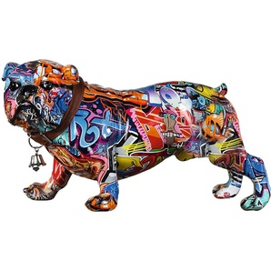 Tierfigur CASABLANCA BY GILDE Mops mit Halsband Dekofiguren Gr. B/H/T: 38 cm x 18 cm x 21 cm, Tier, bunt Tierfiguren Graffiti-Design