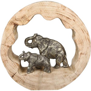 Tierfigur CASABLANCA BY GILDE Skulptur Elefantenmutter Dekofiguren Gr. B/H/T: 27 cm x 28 cm x 6,5 cm, braun (bronzefarben) Tierfiguren