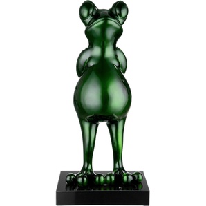 Tierfigur CASABLANCA BY GILDE Skulptur Frog Dekofiguren Gr. B/H/T: 32 cm x 68 cm x 30 cm, Tier, grün Tierfiguren auf Marmorbase
