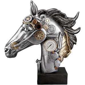 Tierfigur CASABLANCA BY GILDE Skulptur Steampunk Horse Dekofiguren Gr. B/H/T: 29 cm x 34 cm x 8 cm, silberfarben Tierfiguren