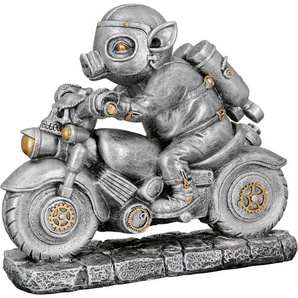 Tierfigur CASABLANCA BY GILDE Skulptur Steampunk Motor-Pig Dekofiguren Gr. B/H/T: 23 cm x 21 cm x 7 cm, silberfarben Tierfiguren