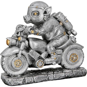 Tierfigur CASABLANCA BY GILDE Skulptur Steampunk Motor-Pig Dekofiguren Gr. B/H/T: 23 cm x 21 cm x 7 cm, silberfarben Tierfiguren