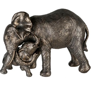 Tierfigur GILDE Elefant mit Jungem Zambezi Dekofiguren Gr. B/H/T: 29 cm x 21 cm x 13 cm, goldfarben Tierfiguren