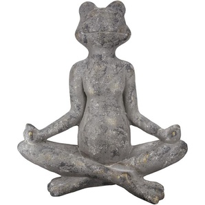 Tierfigur GILDE Frosch Yoga Dekofiguren Gr. B/H/T: 46 cm x 50,5 cm x 21 cm, grau (anthrazitfarben, grau) Tierfiguren