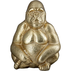 Tierfigur GILDE Skulptur Gorilla Dekofiguren Gr. B/H/T: 19 cm x 27 cm x 15 cm, goldfarben Tierfiguren