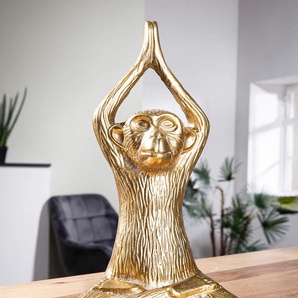 Tierfigur GILDE Skulptur Monkey Dekofiguren Gr. B/H/T: 16 cm x 28,5 cm x 9 cm, goldfarben Tierfiguren