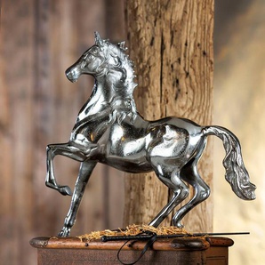 Tierfigur GILDE Skulptur Pferd Dekofiguren Gr. B/H/T: 60 cm x 60 cm x 14 cm, silberfarben Tierfiguren