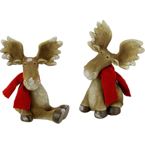 Tierfigur I.GE.A. Elch Dekofiguren Gr. B/H/T: 10 cm x 14 cm x 10 cm, beige (natur) Tierfiguren Dekofiguren Polyresin