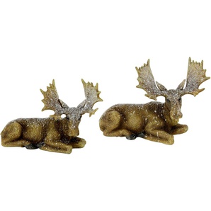 Tierfigur I.GE.A. Elch liegend Dekofiguren Gr. Ø, beige (natur) Tierfiguren Dekofiguren Polyresin
