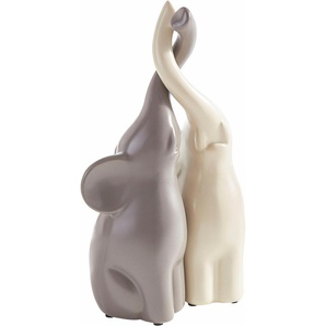 Tierfigur PAJOMA Elefant In Love Dekofiguren Gr. B/H/T: 8 cm x 25,5 cm x 8 cm, grau (grau, weiß) Tierfiguren Dekofiguren