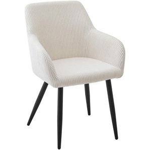 Time Armlehnstuhl, Schwarz, Beige, Metall, Textil, konisch, 56x83.5x59 cm, Esszimmer, Stühle, Esszimmerstühle, Armlehnenstühle