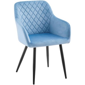 Time Armlehnstuhl, Schwarz, Hellblau, Metall, Textil, Rundrohr, 57x84.5x59 cm, Esszimmer, Stühle, Esszimmerstühle, Armlehnenstühle