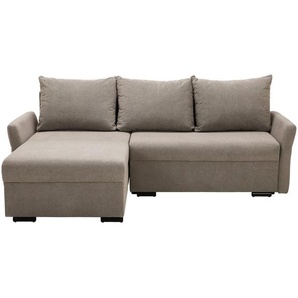 Time Ecksofa, Grau, Textil, 3-Sitzer, Füllung: Schaumstoff, Ottomane rechts, seitenverkehrt montierbar, L-Form, 223x148 cm, Rücken echt, Wohnzimmer,