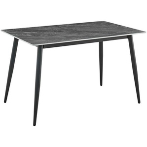 Time Esstisch, Grau, Metall, Marmoroptik, rechteckig, konisch, 75x75x120 cm, Esszimmer, Tische, Esstische