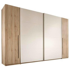 Time Kleiderschrank, Weiß, Eiche San Remo, Holzwerkstoff, 10 Fächer, 315x225x61 cm, Kombination aus Dreh- und Schwebetüren, Schlafzimmer,