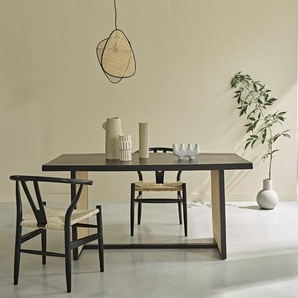 Tisch aus massivem Mangoholz und Rohrgeflecht 6 Pers.