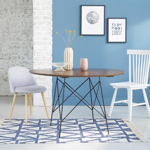 Tisch aus massivem Mindi mit Walnuss-Finish 4 Pers.