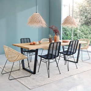 Tisch aus massivem recyceltem Teakholz und Metall 10 Pers.