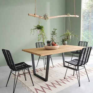 Tisch aus massivem, recyceltem Teakholz und Metall 8 Pers.