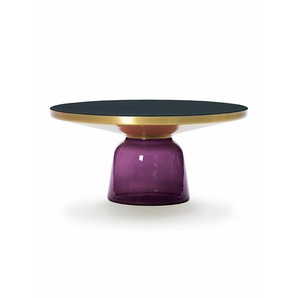 Tisch Bell Table ClassiCon Tischfuß Glas violett weiß, Designer Sebastian Herkner, 36 cm