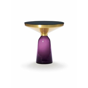 Tisch Bell Table ClassiCon Tischfuß Glas violett weiß, Designer Sebastian Herkner, 53 cm