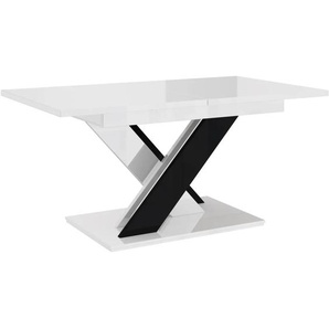 Tisch BRONX 140-180x80 cm weiß+schwarz