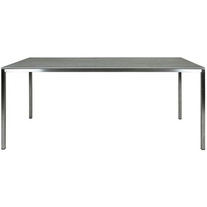 Tisch Delgado Sit Mobilia Gestell Edelstahl, Tischplatte Keramik grau silber, Designer Paulo Johann, 74x180x80 cm