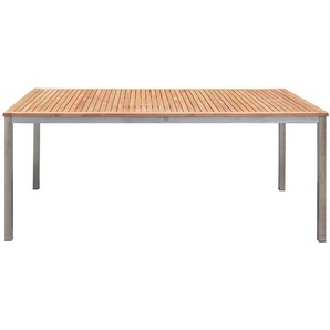 Tisch Gestell: Stahl, gebürstet Tischplatte: Teakholz 180 x 75 x 90cm Braun