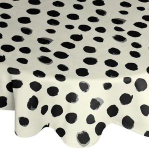 Tischdecke ADAM Dots Tischdecken Gr. B/L: 145 cm x 145 cm, rund, schwarz (natur, schwarz) Tischdecken