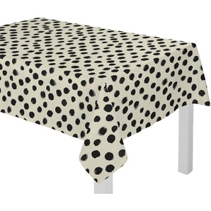 Tischdecke ADAM Dots Tischdecken Gr. B/L: 220 cm x 145 cm, rechteckig, schwarz (natur, schwarz) Tischdecken