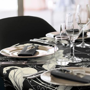 Tischdecke ADAM Eden Tischdecken Gr. B/L: 220 cm x 145 cm, 1 St., oval, schwarz-weiß (schwarz, weiß) Tischdecken